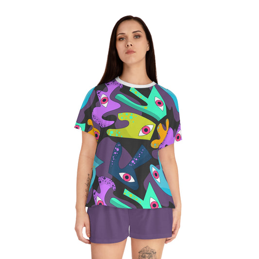 Women's Short Pajama Set - Yumpy Pattern