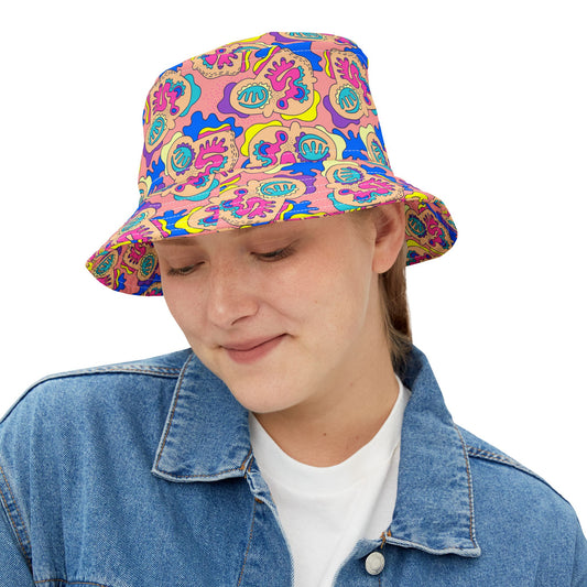 Unisex Bucket Hat - Manuoka Pink Pattern