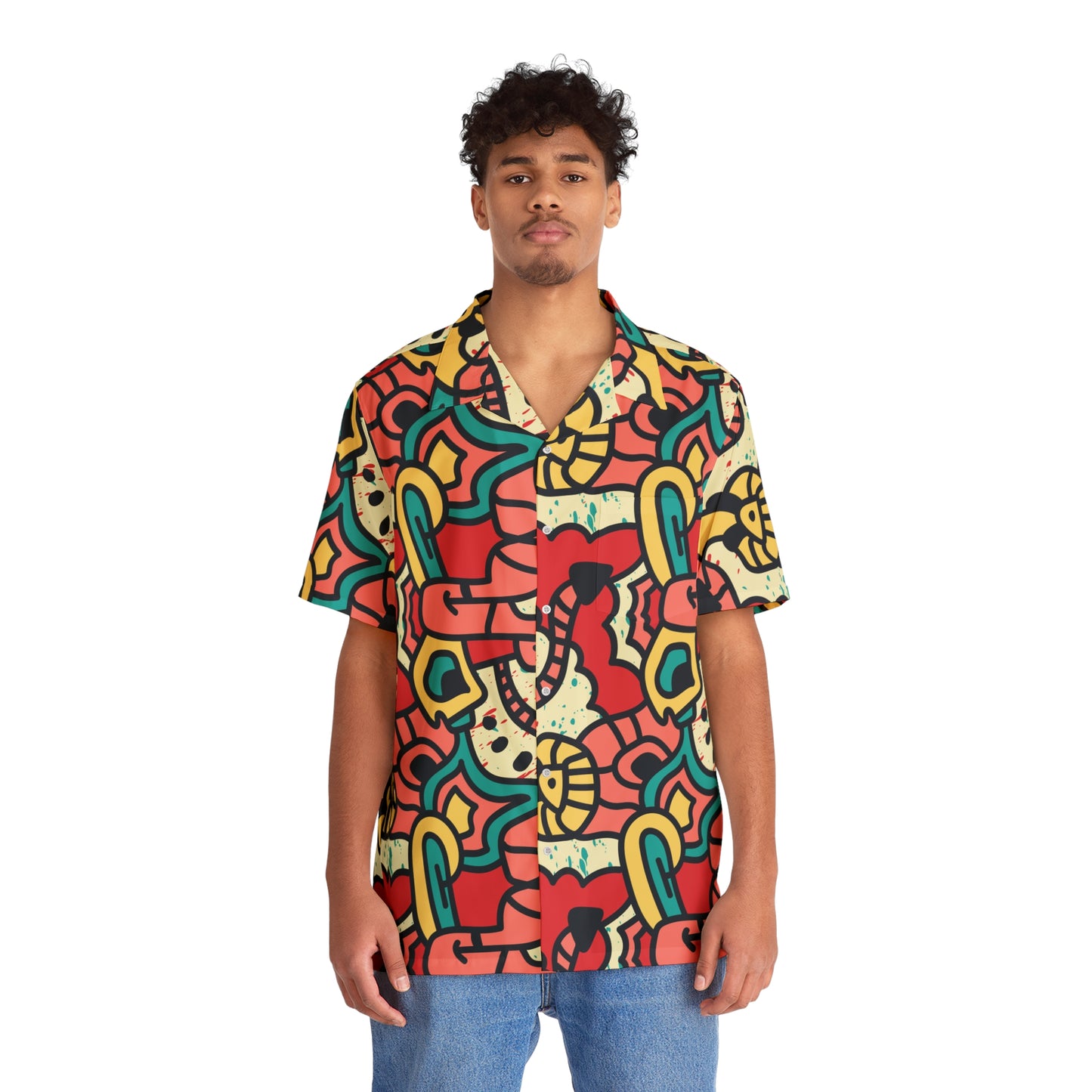 Men's Hawaiian Shirt Bohemian Vibe Red Pattern