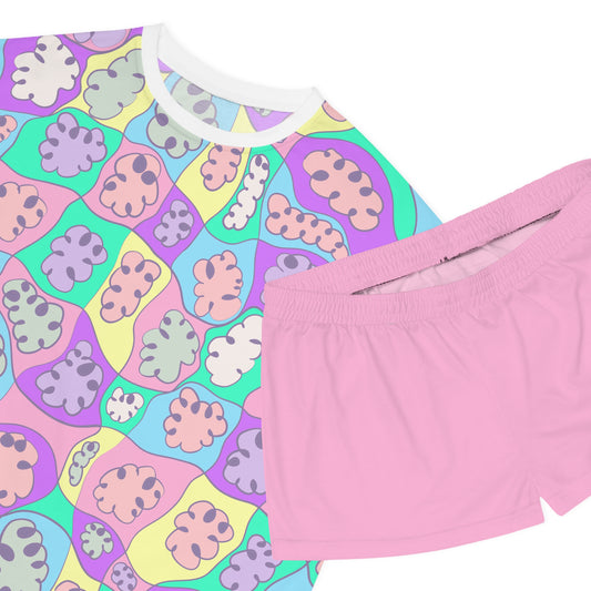 Women's Short Pajama Set - Tiny Puzzle Pattern