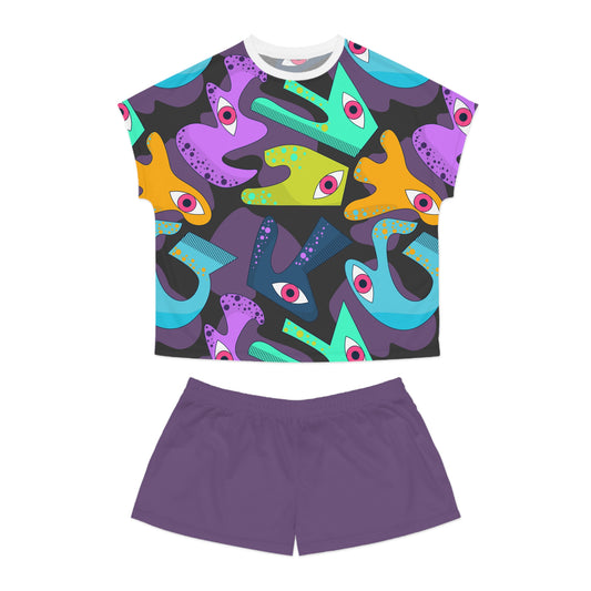 Women's Short Pajama Set - Yumpy Pattern
